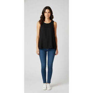 ROSE+OLIVE Black & Beige Beaded Tank Top M